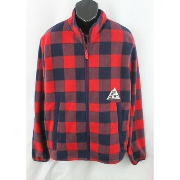 Fila Mens Jacket Woodlands Lumber Full Zip Long Sleeve Hiking Check Red Size L - Picture 1 of 14